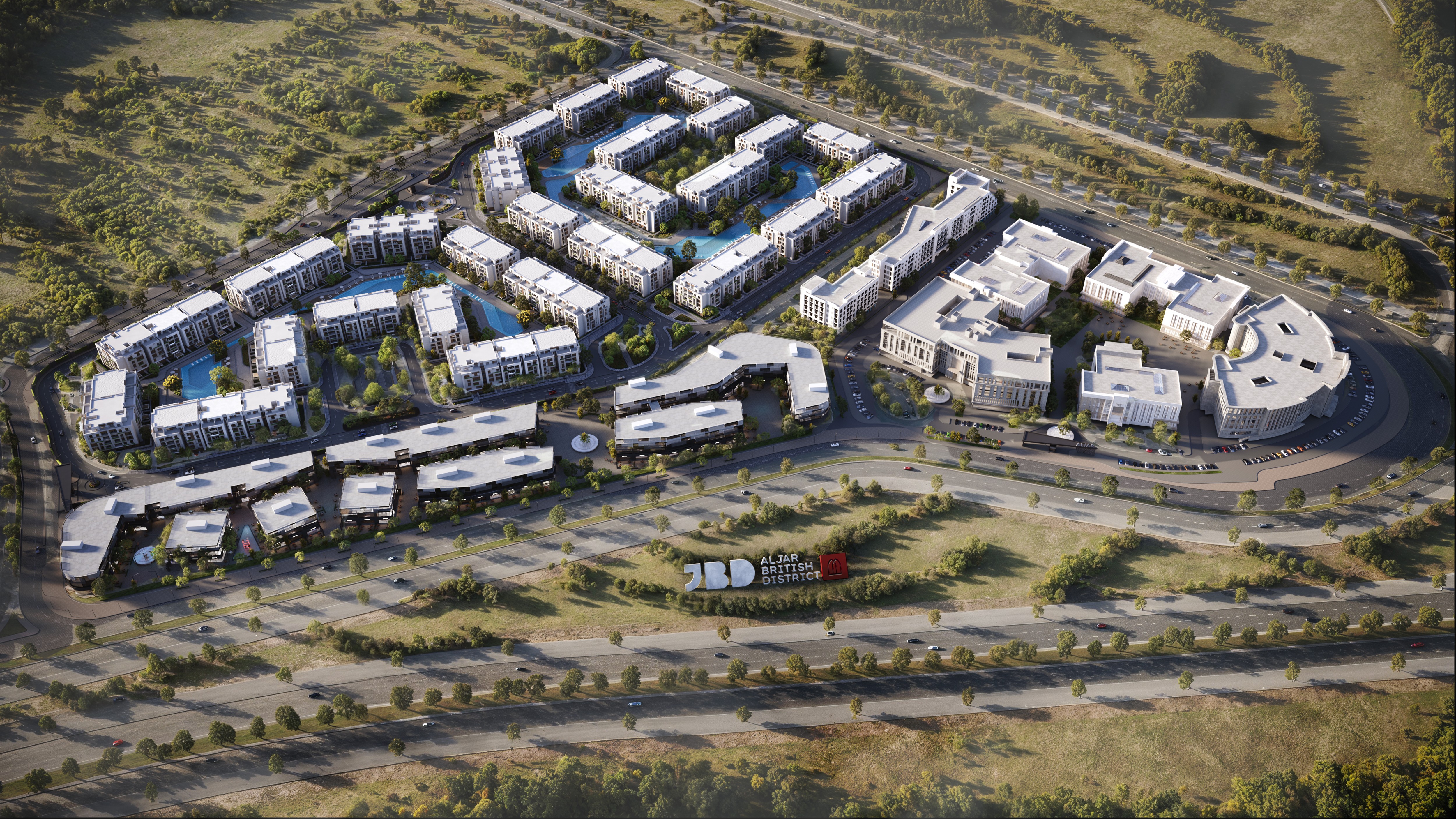 A bird's eye view of Aljar british district masterplan