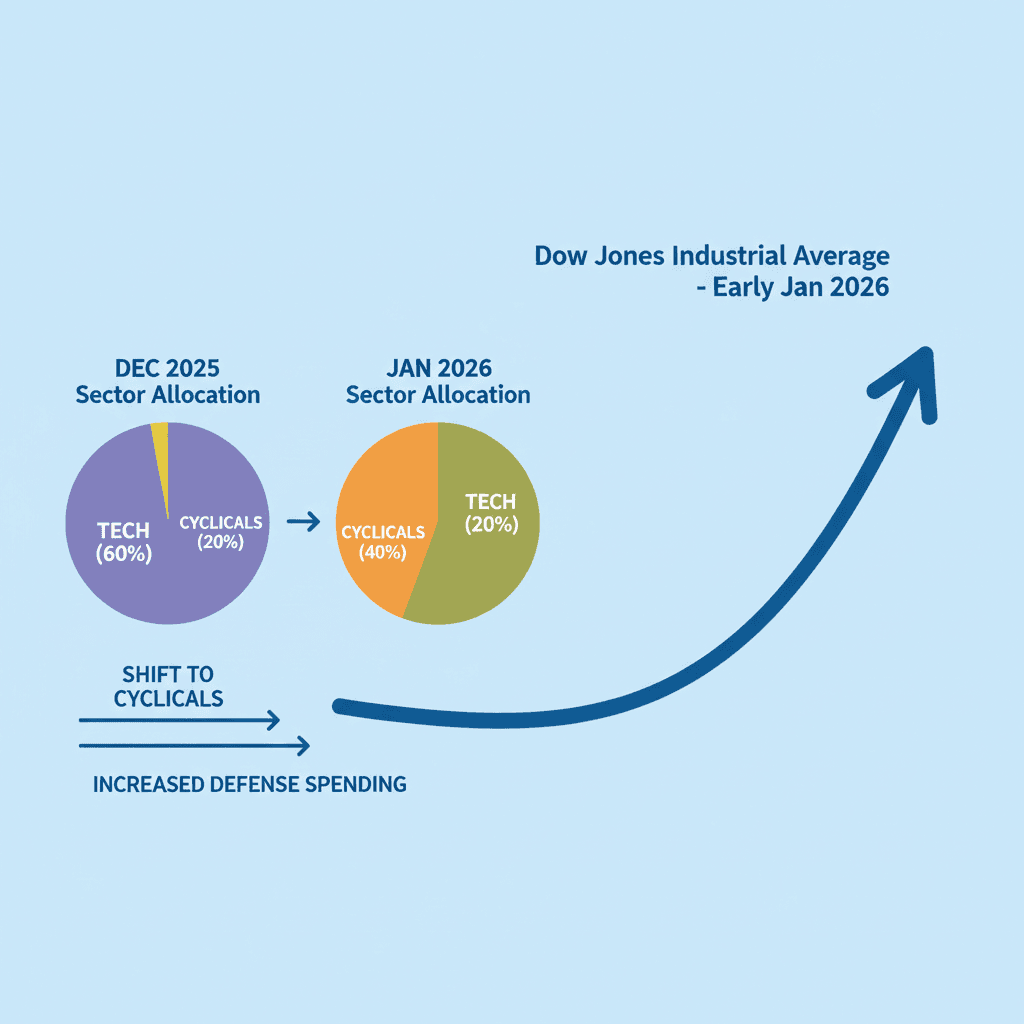Dow Jones 2026 sector rotation infographic