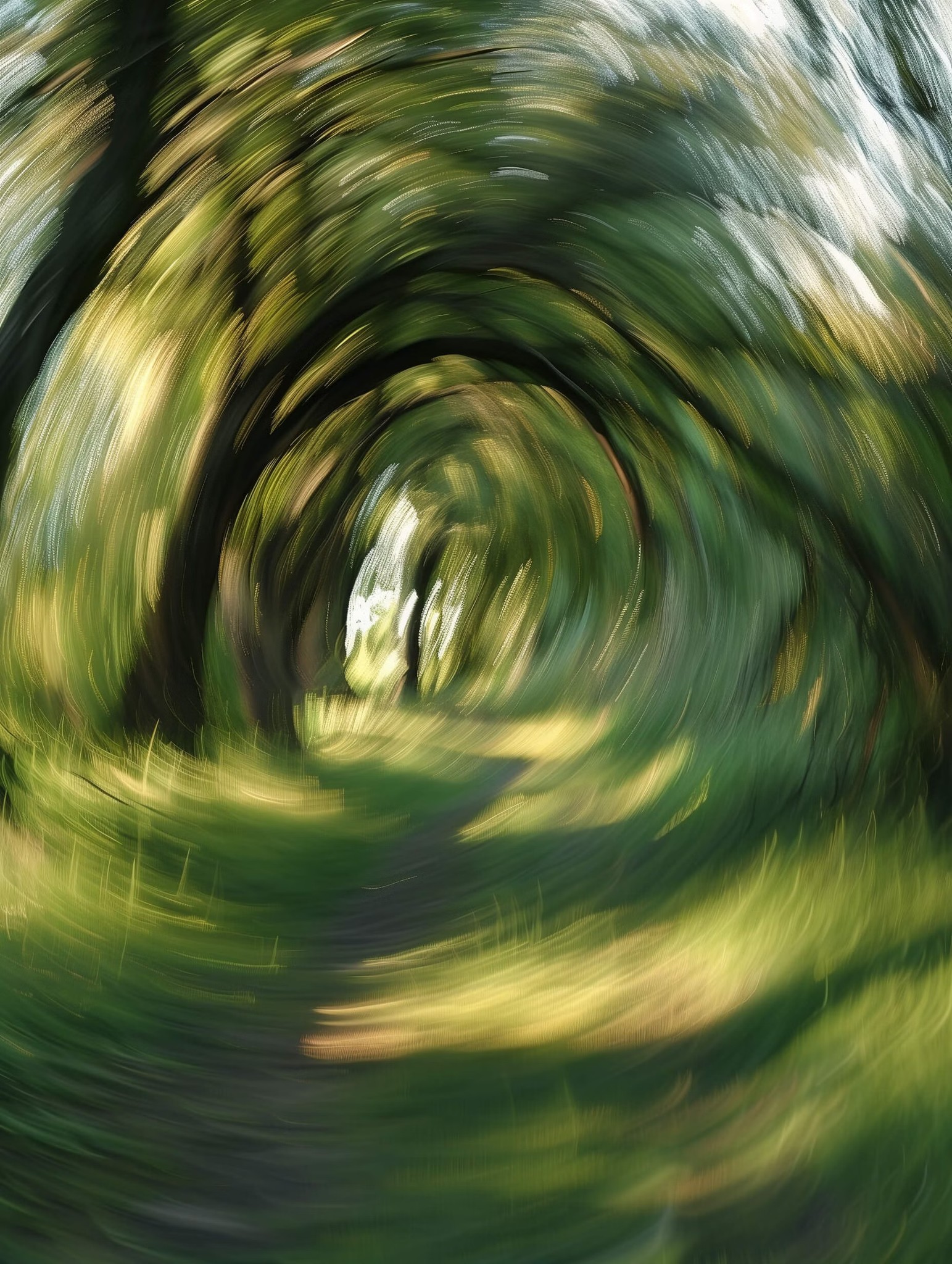 Forêt en motion blur généré avec Midjourney