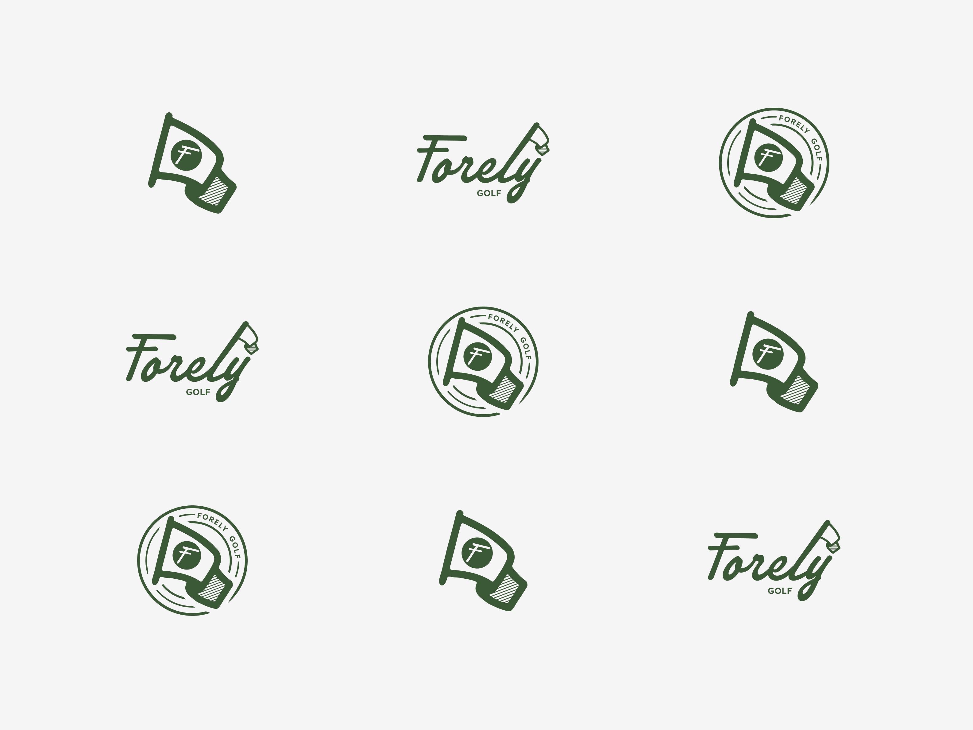 The full suite of the Forely Golf logos