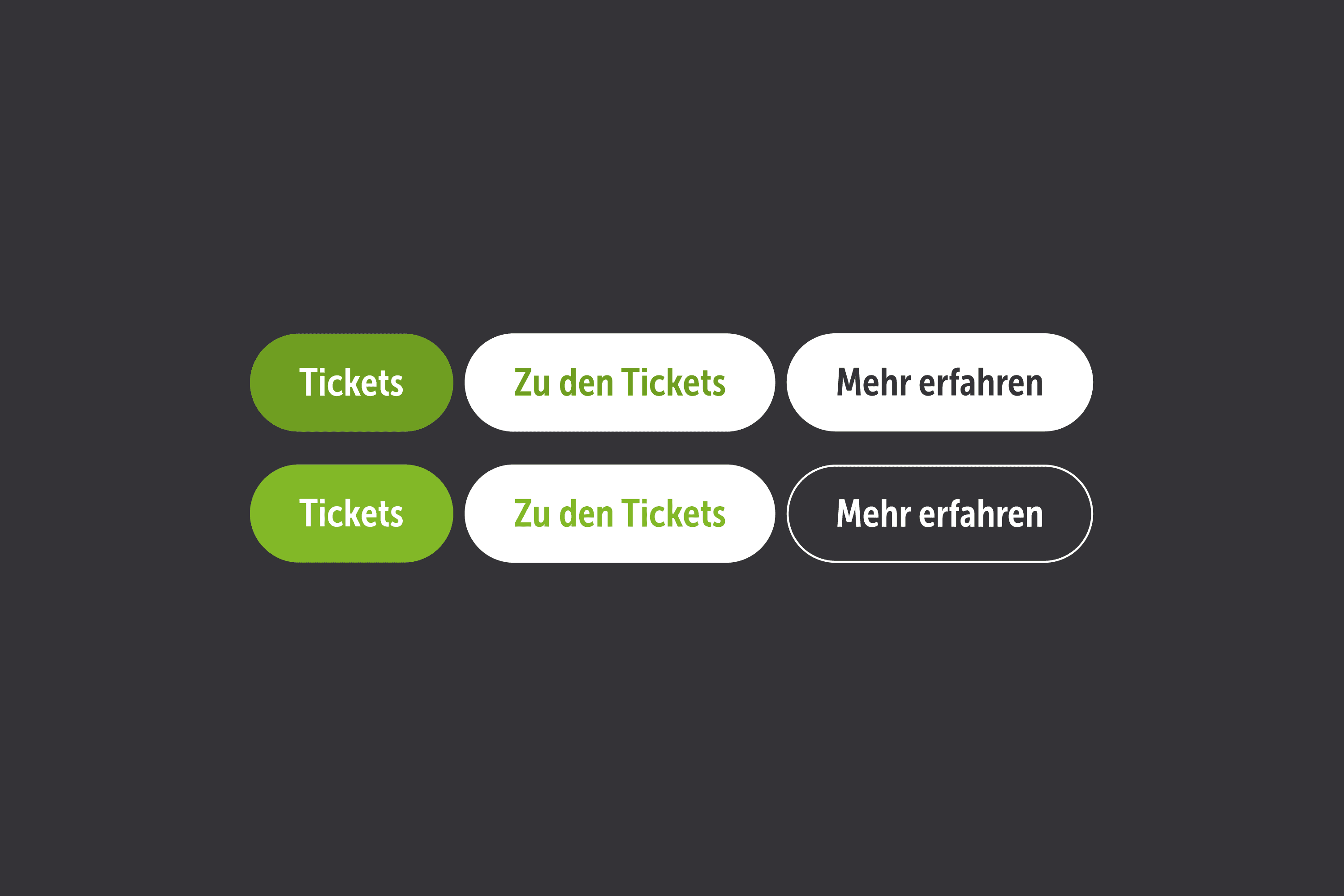 Tickets, Zu den Tickets, Mehr erfahren - two rows.