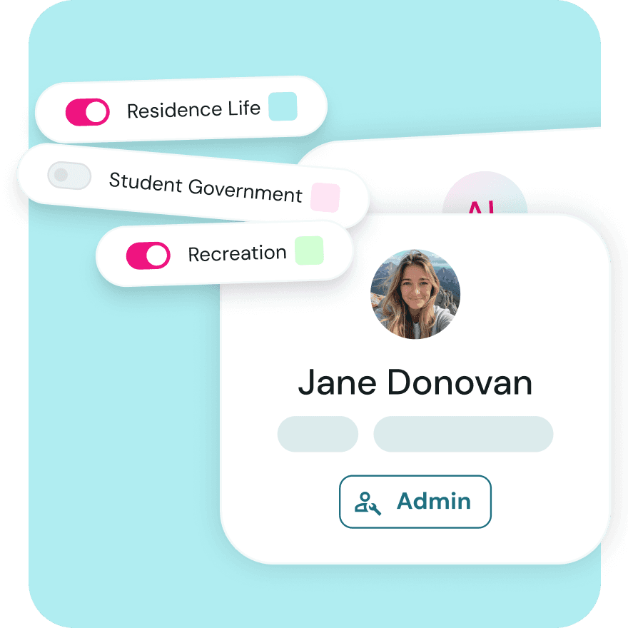 Event approval workflow in Lounge showing reviewer assignments across university departments and student organizations
