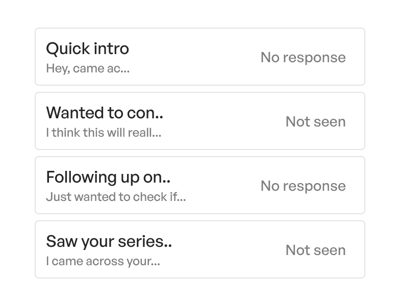 Generic outreach messages receiving no response.