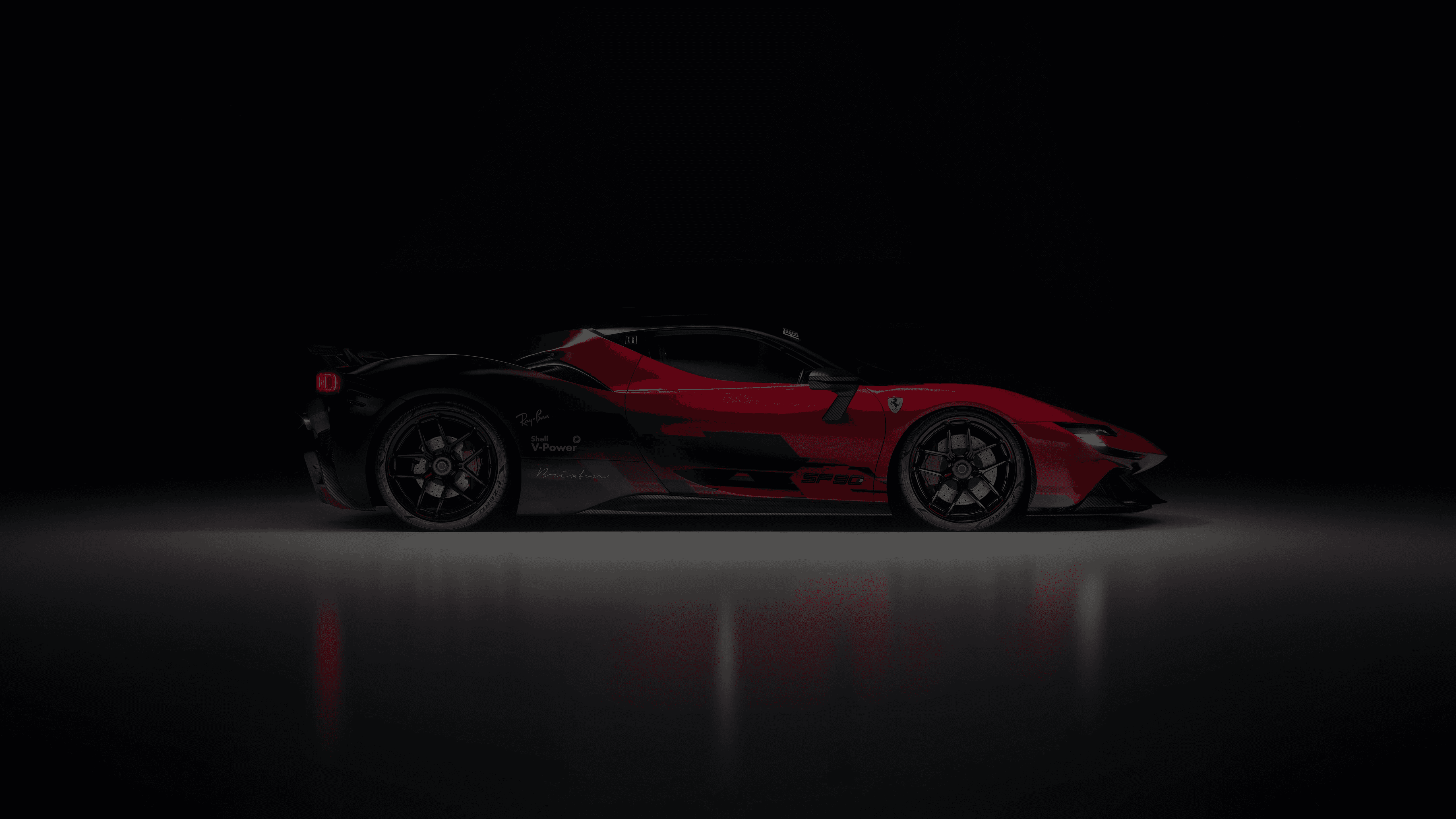 Red Ferrari EV charging with Soliparts solar-powered system