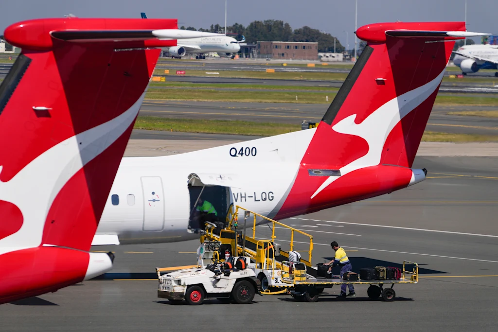 Qantas planes grounded on an airfield