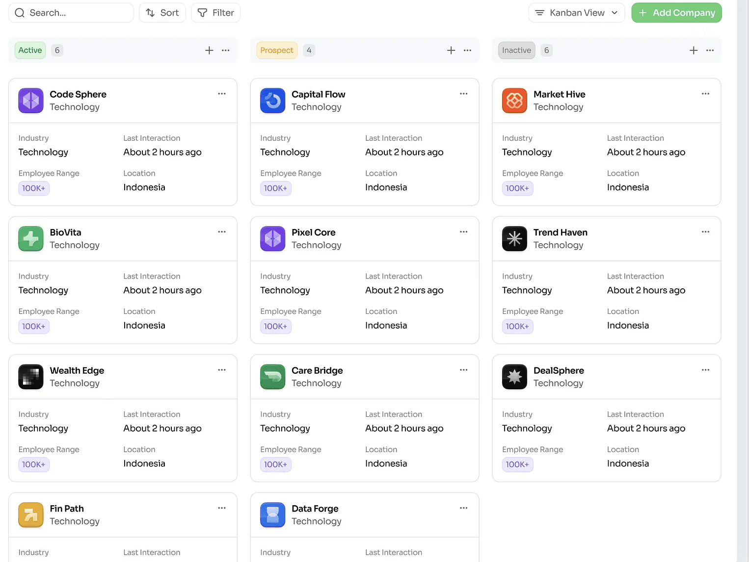 An image of Freelio's project ui