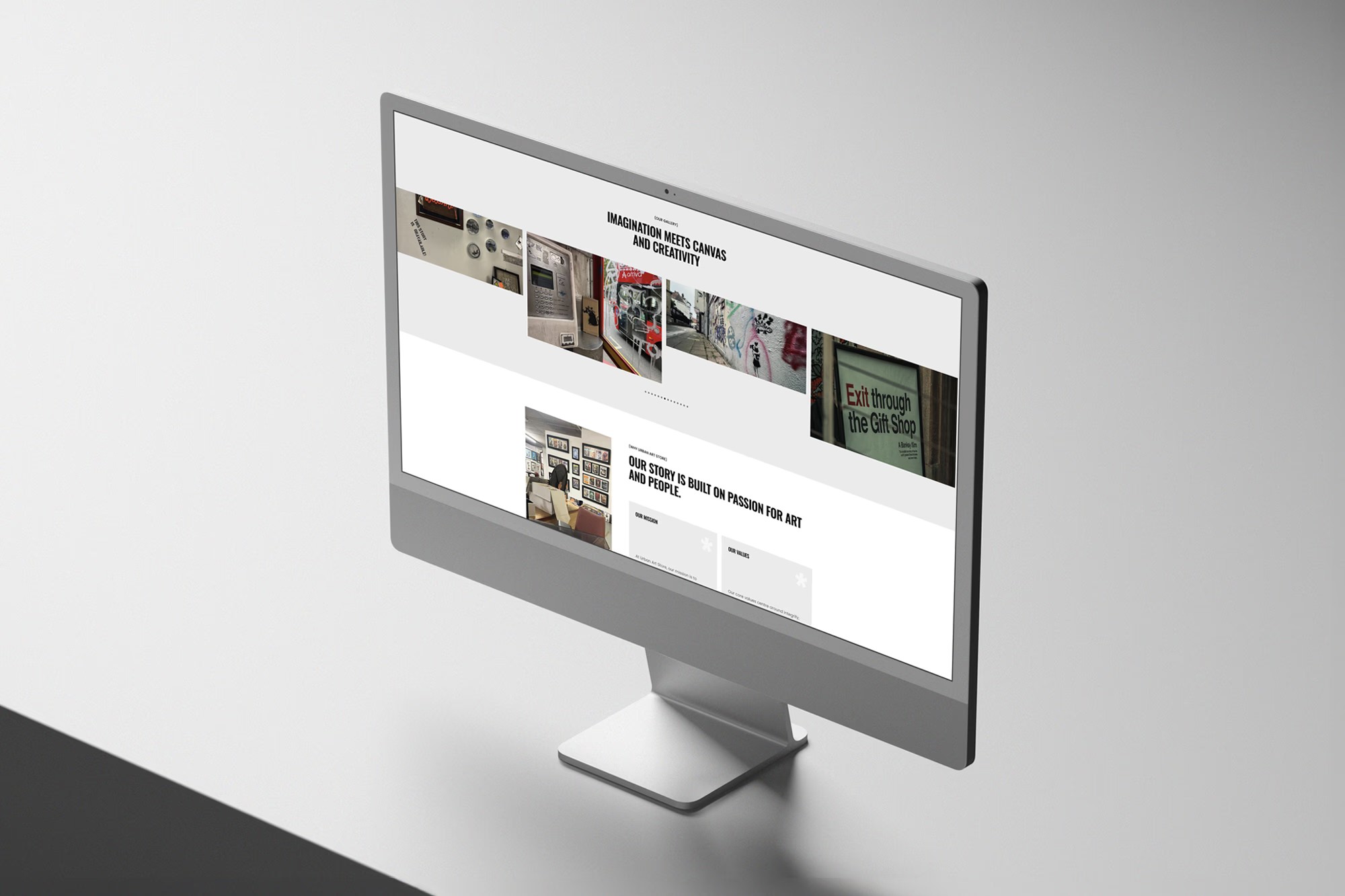 Modern art gallery website design optimised for artwork browsing and sales