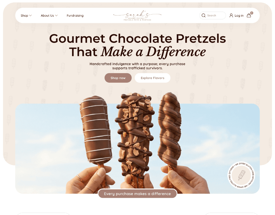 Sarah's Gourmet store mockup
