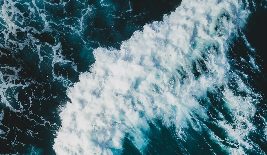 Aerial view of ocean waves