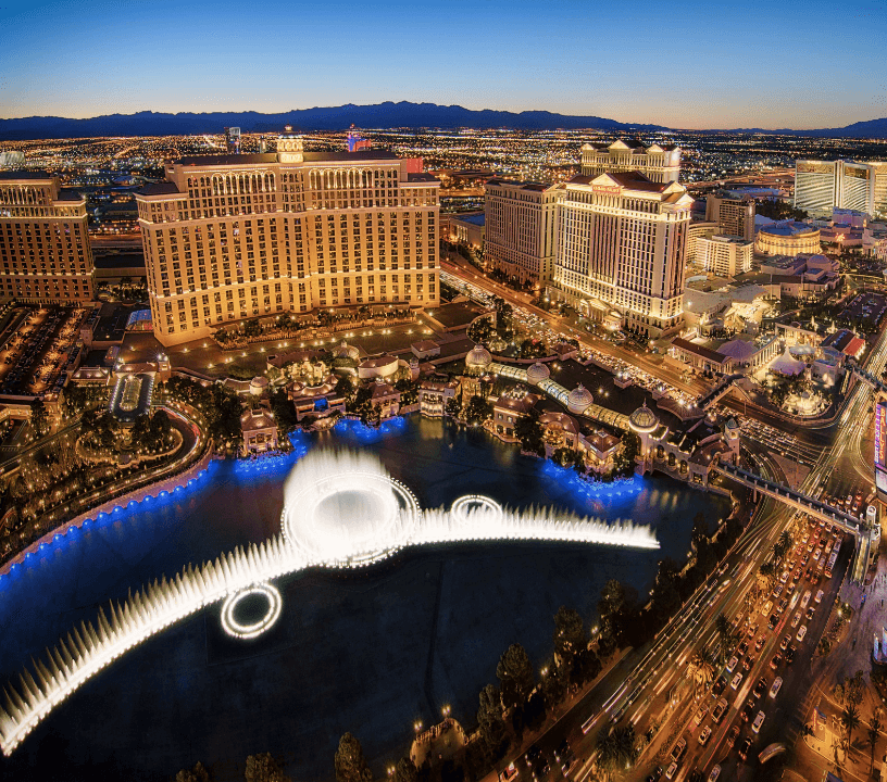 Day light view Las Vegas Strip, Nevada, United State, a famous tourist destination known for its casinos, hotels, Eiffel tower observation deck view and night show.