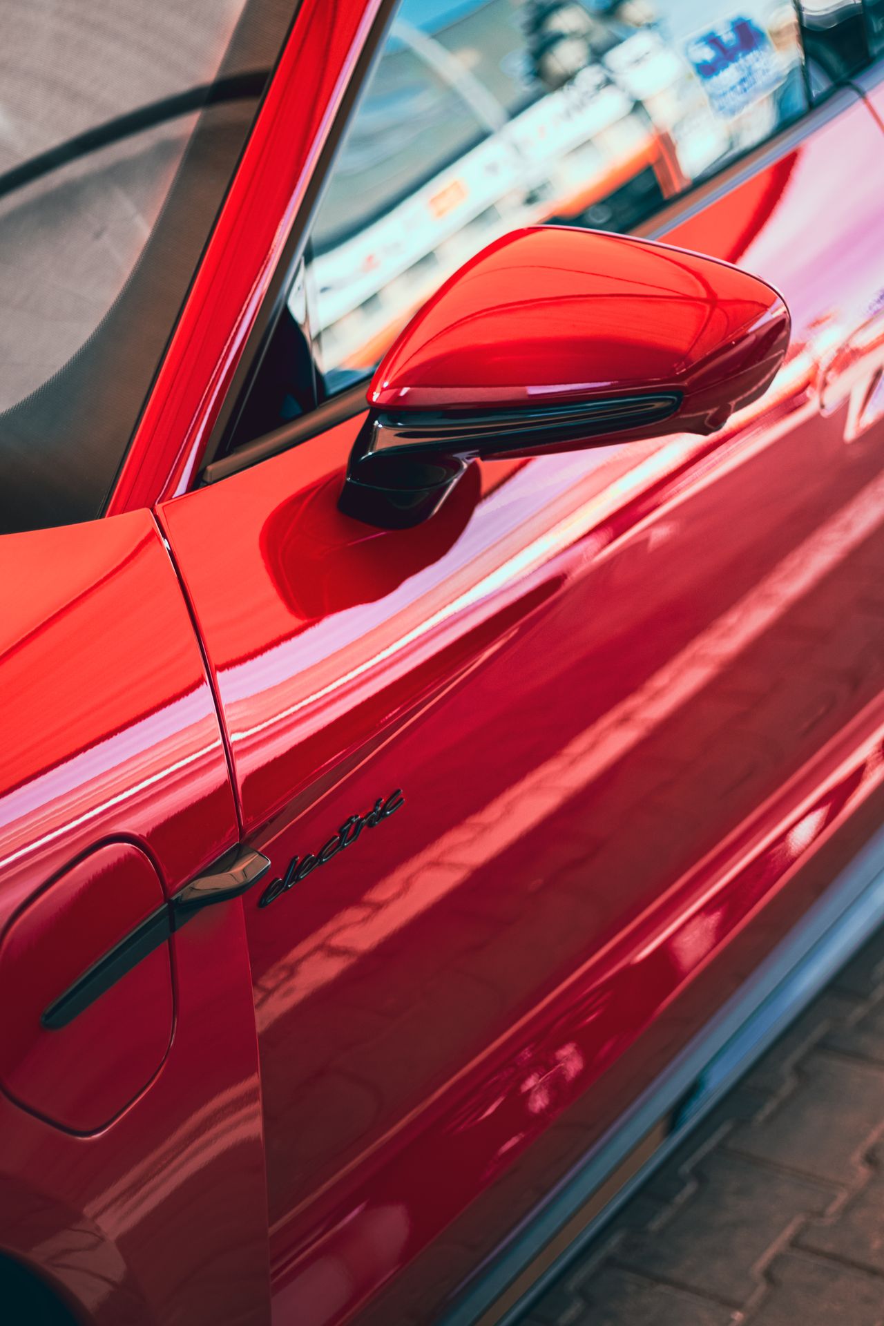 Red car exterior prepared for winter driving