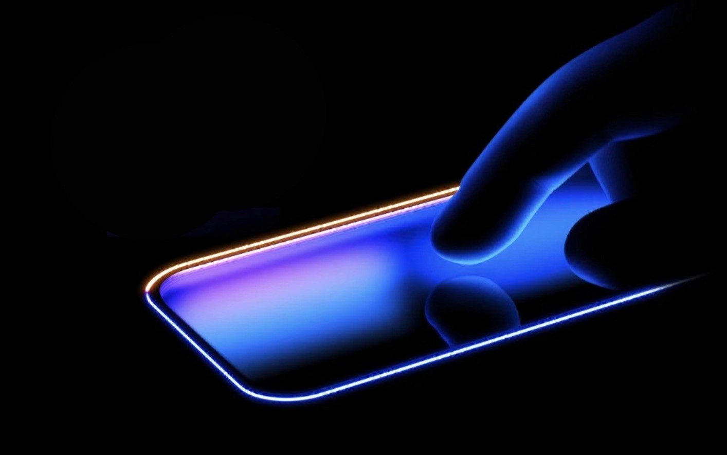 Stylistic image of hand touching a screen