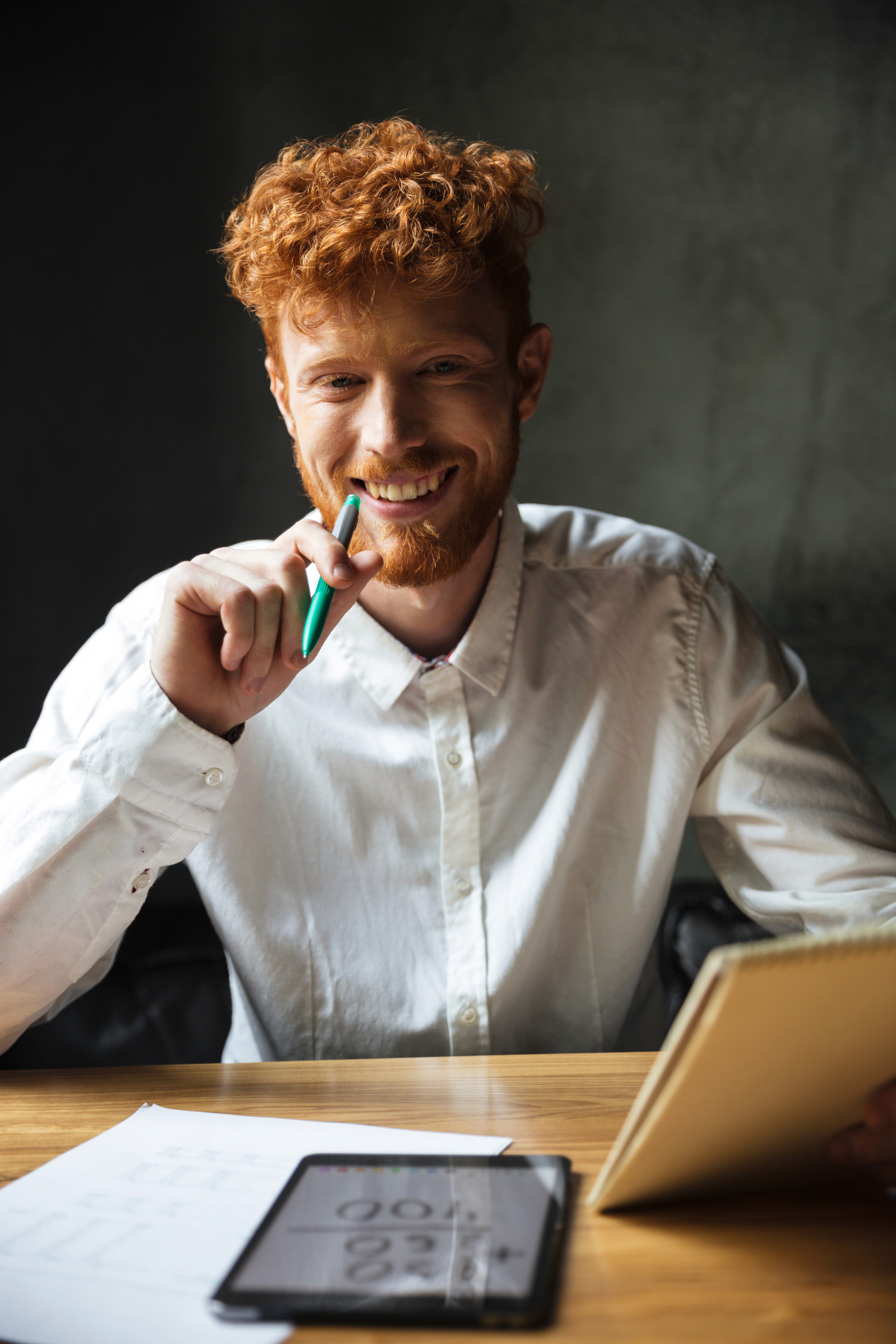 Happy man working