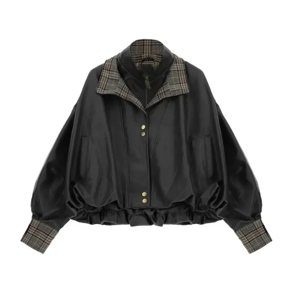 Bomber in pelle nera