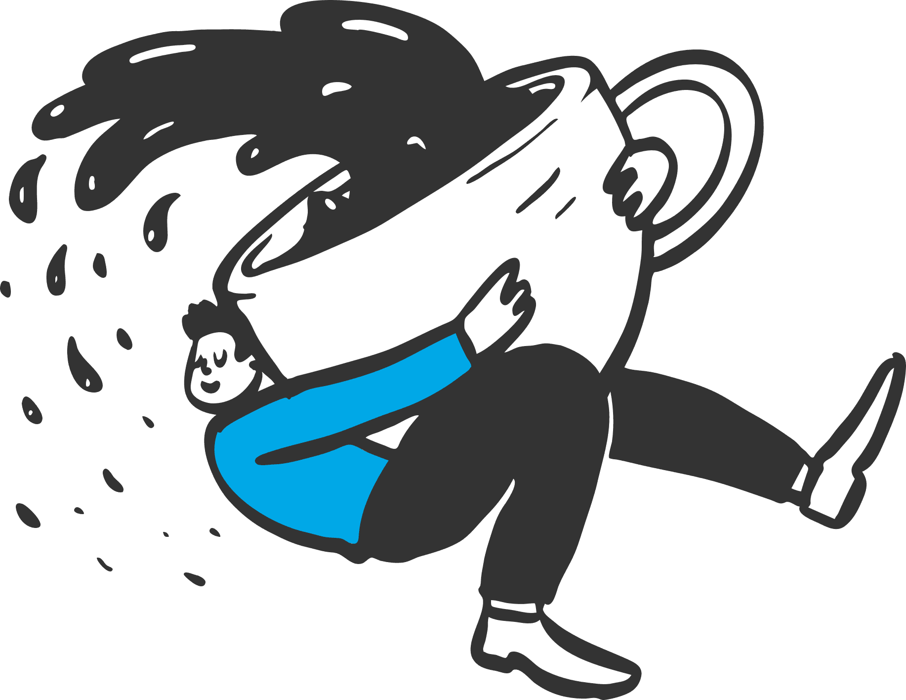 Illustration of a man struggling to hold a large cup of coffee