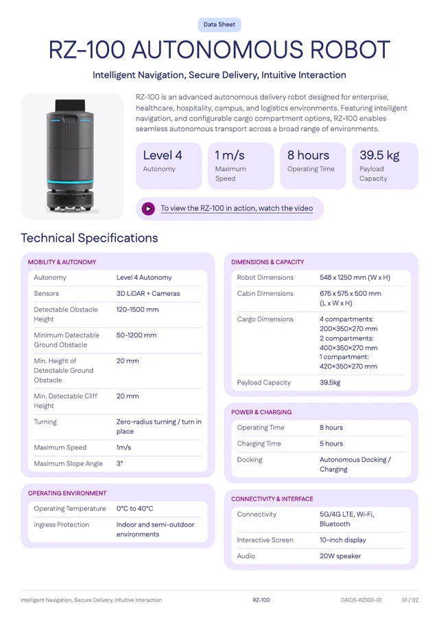 RZ-100 Data Sheet cover