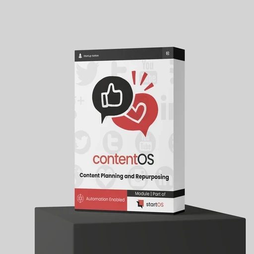 ContentOS- AI-Powered Notion Content System Software Box by Startup Notion, part of the StartOS Notion Template Family