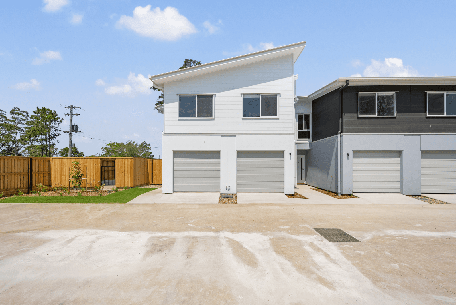 Townhouse community surrounded by green open space