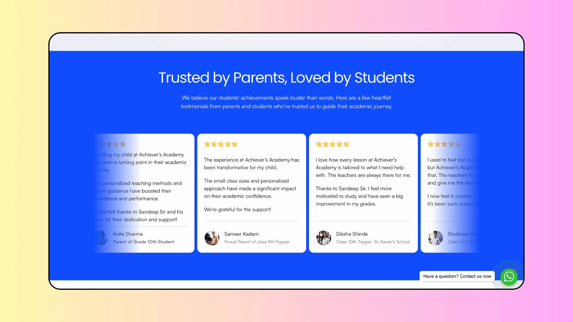 Coaching Website Reviews Section Image