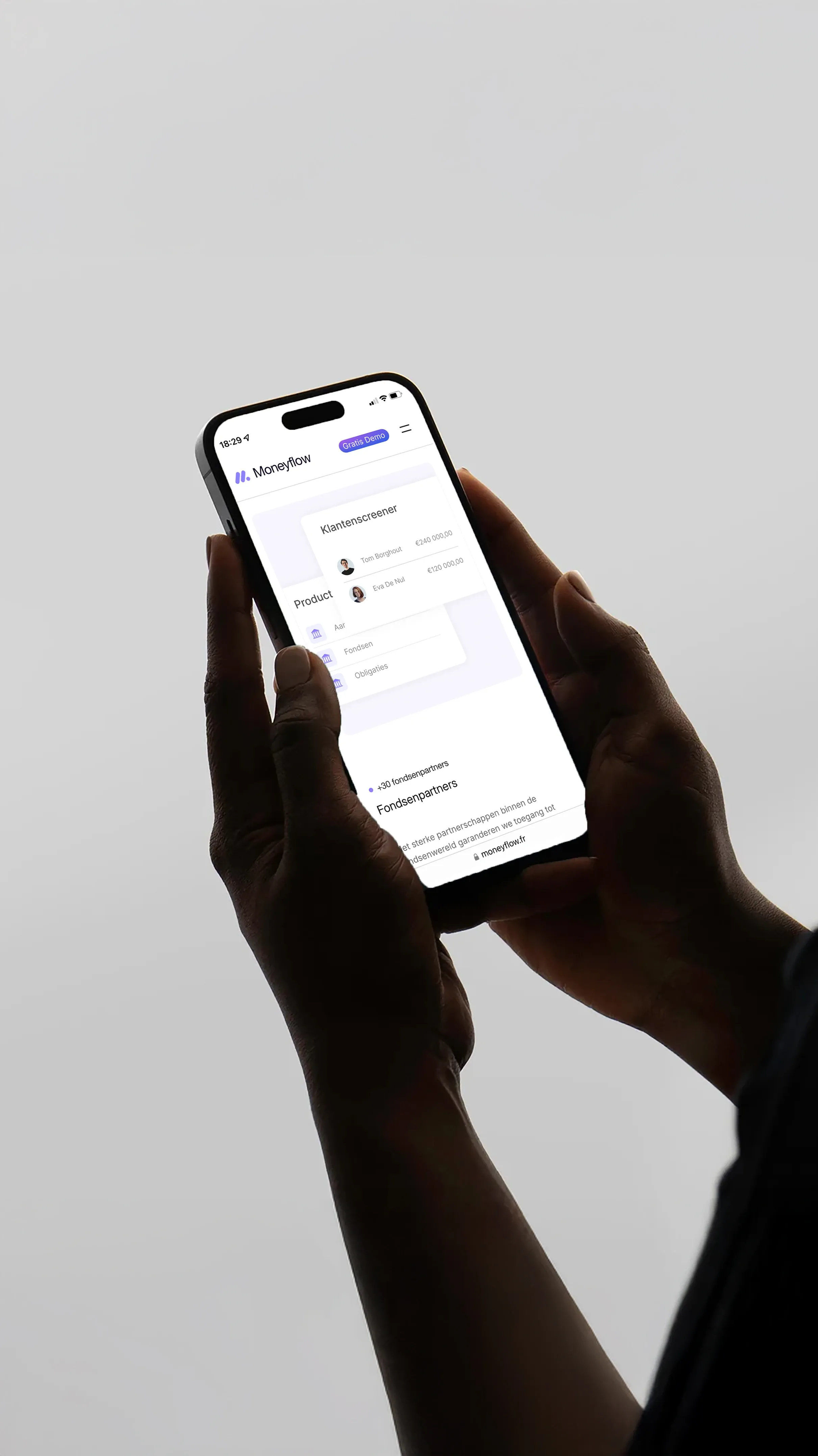 moneyflow website in iphone NDM BRANDING™ mockup