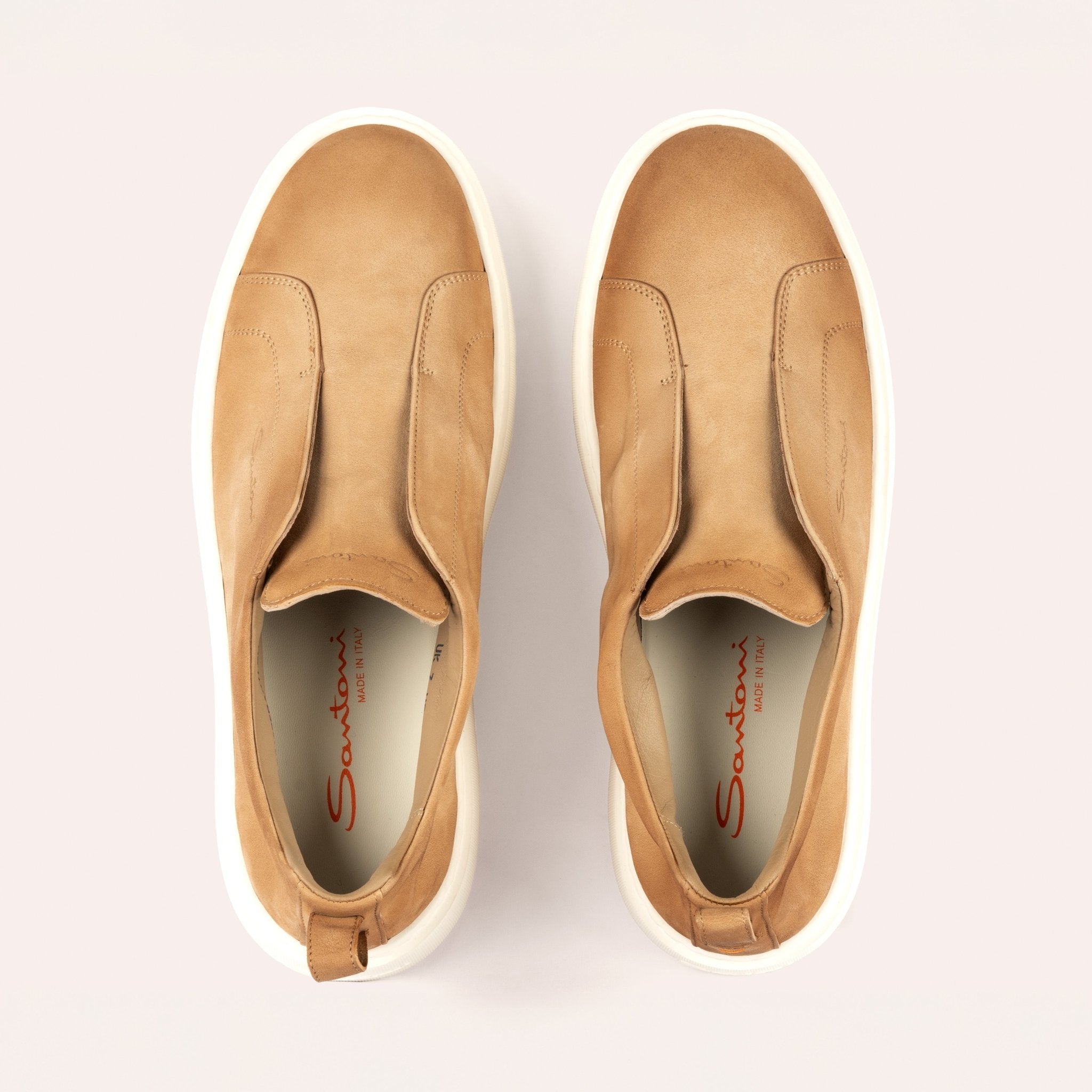 Men's beige suede slip - on sneaker - Mandelli UK