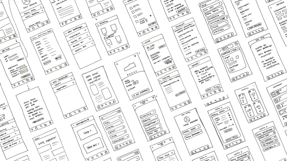 A lot of Paper Prototypes in a grid