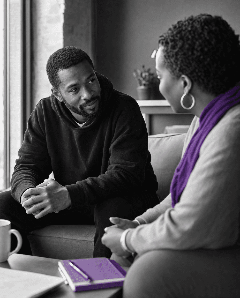 Participant receiving whole-person guidance from a community mentor.