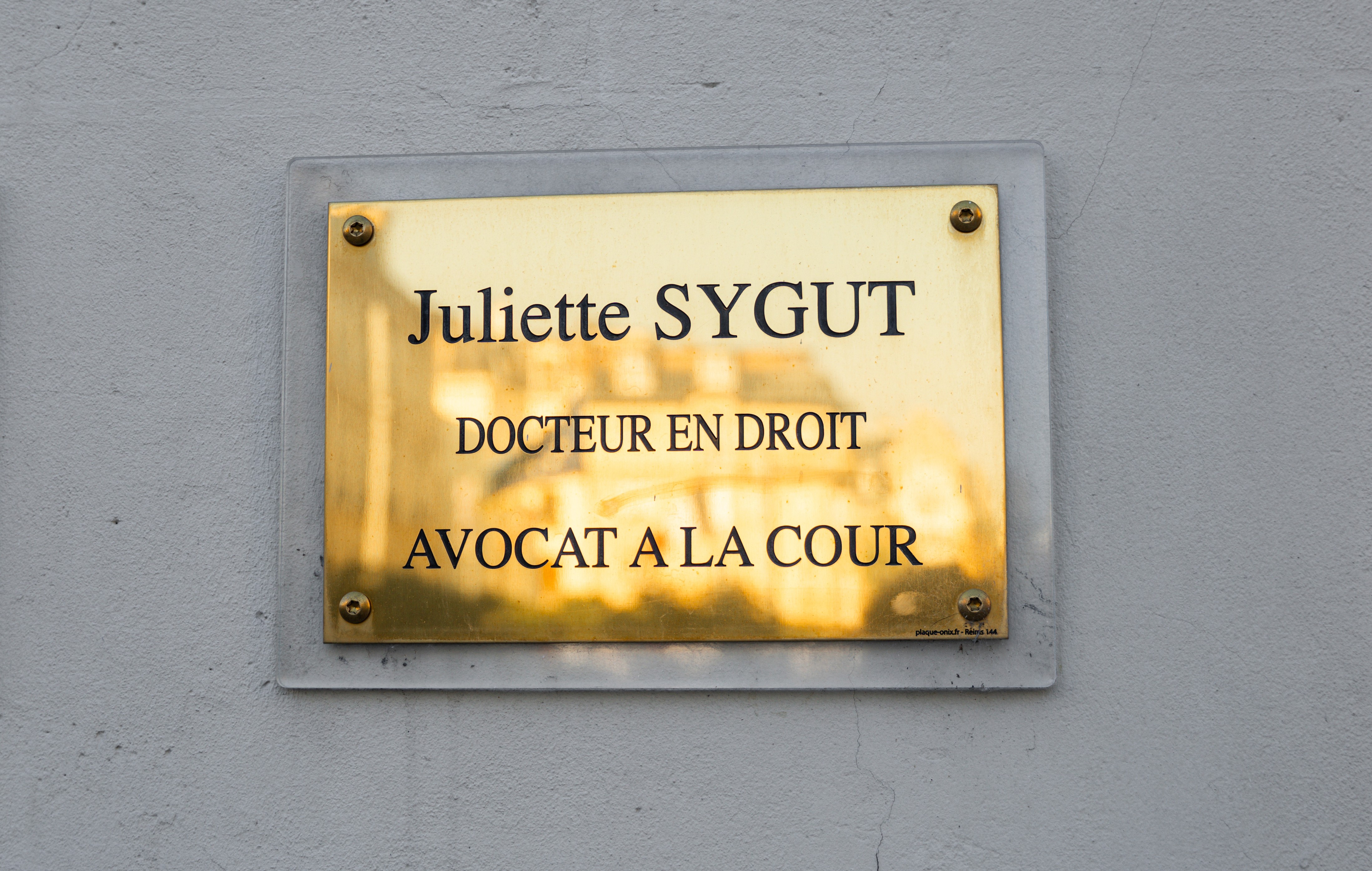 Plaque SYGUT docteur en droit