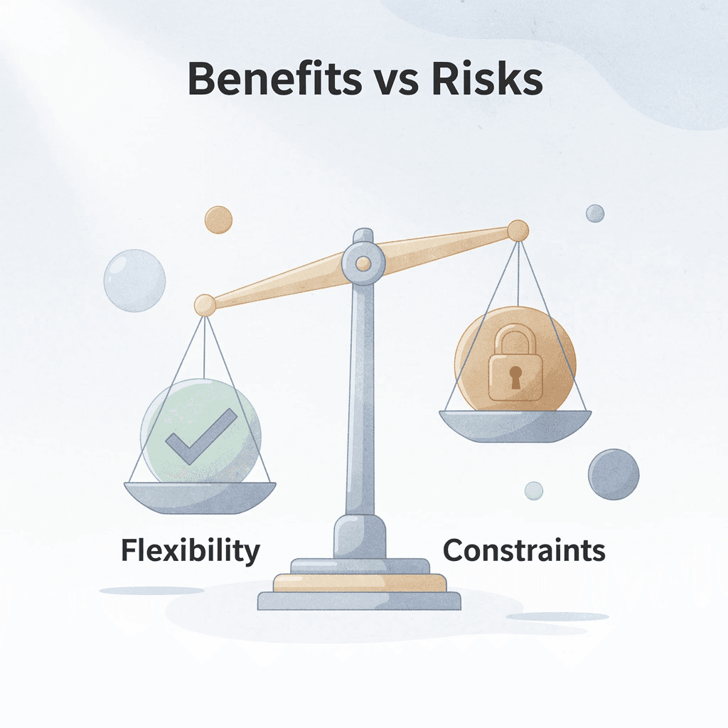 Scale showing benefits versus risks of end-of-day drawdown