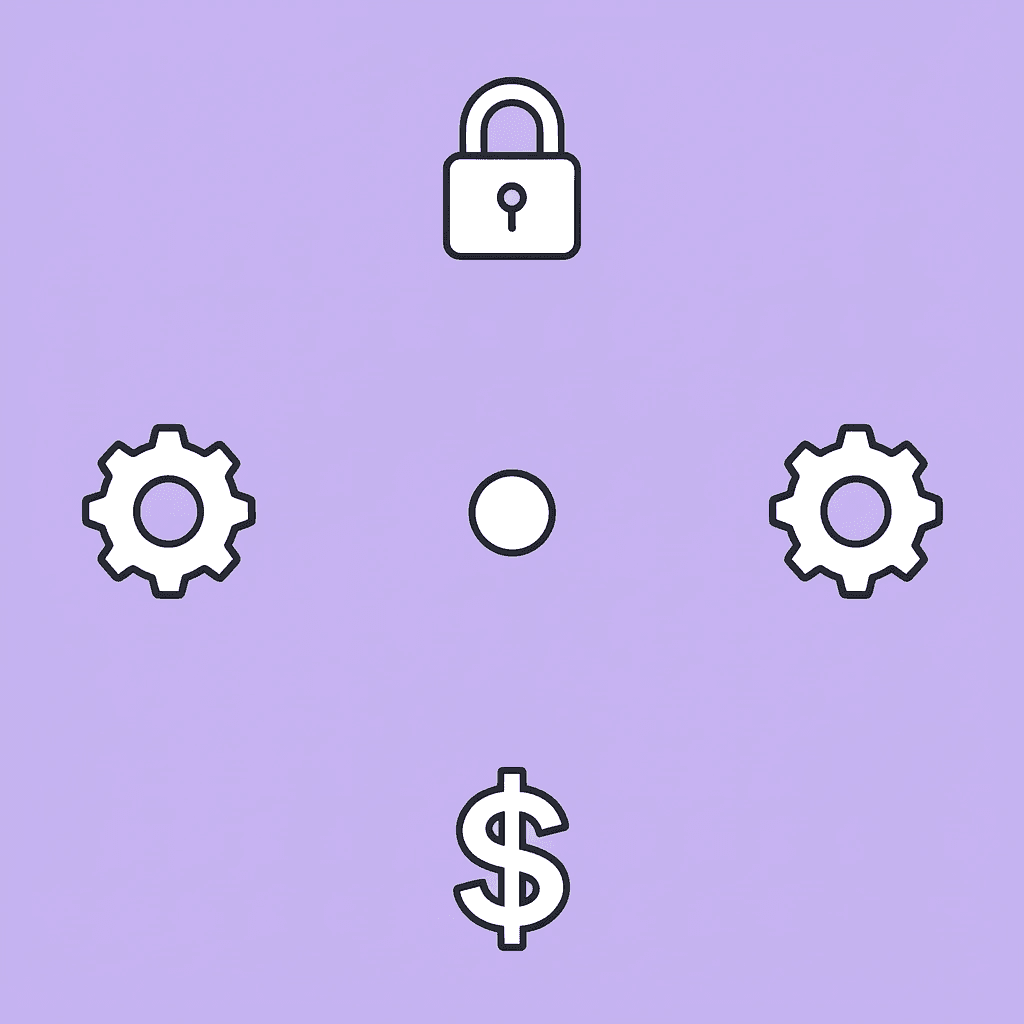 Compass showing four directions representing privacy, automation, budget constraints, and primary use case