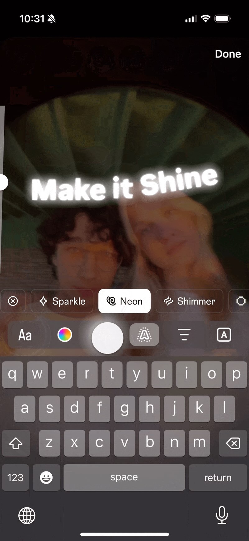 Instagram reels interface, creator is selecting visual appearance for captions