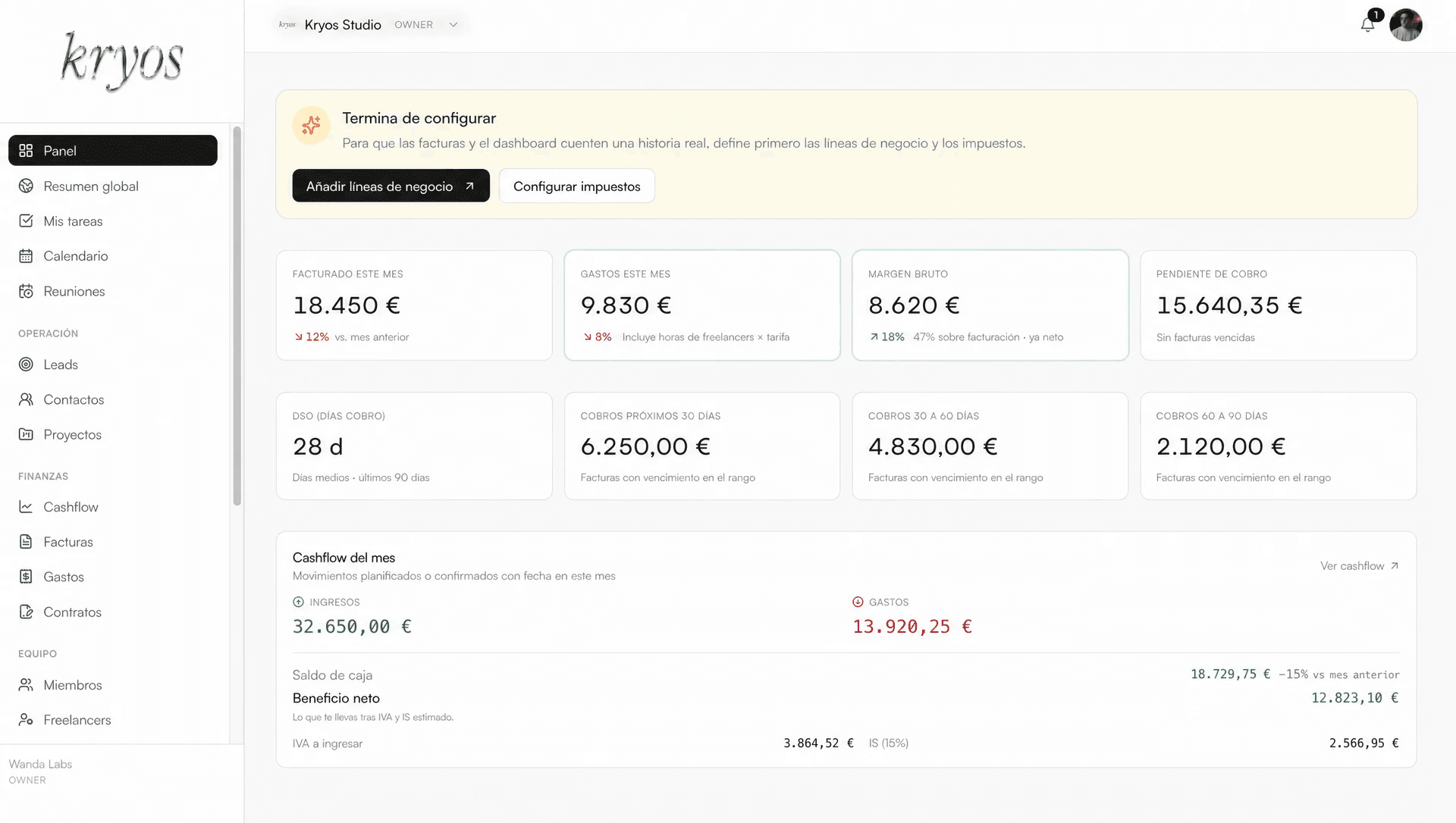 Business dashboard showing revenue, deals, customer list, growth chart, and new activity.