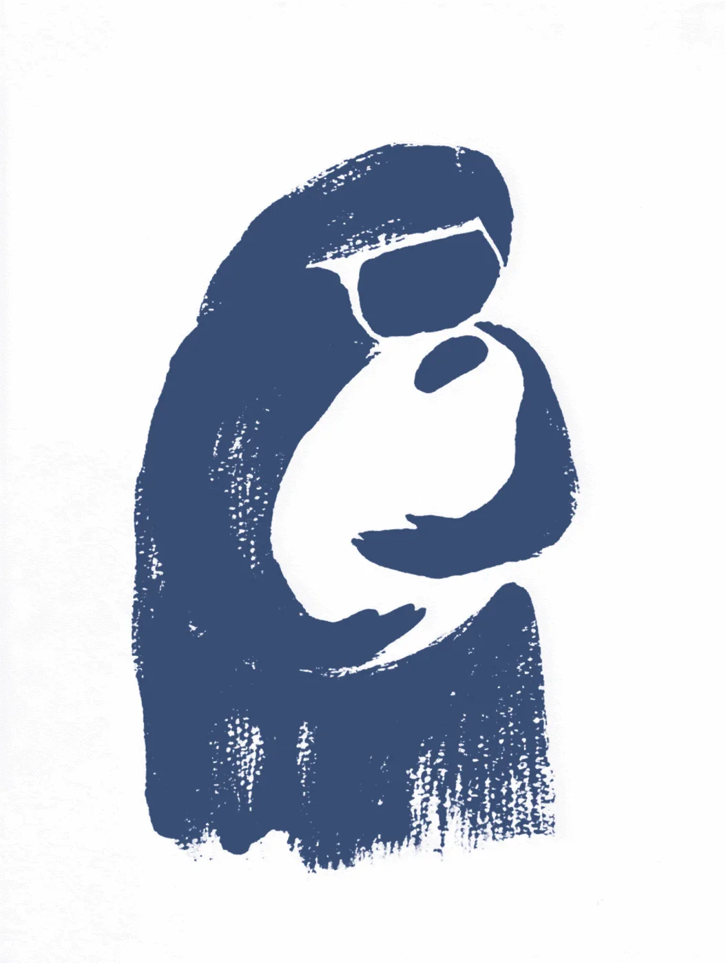 Blue mother and child illustration