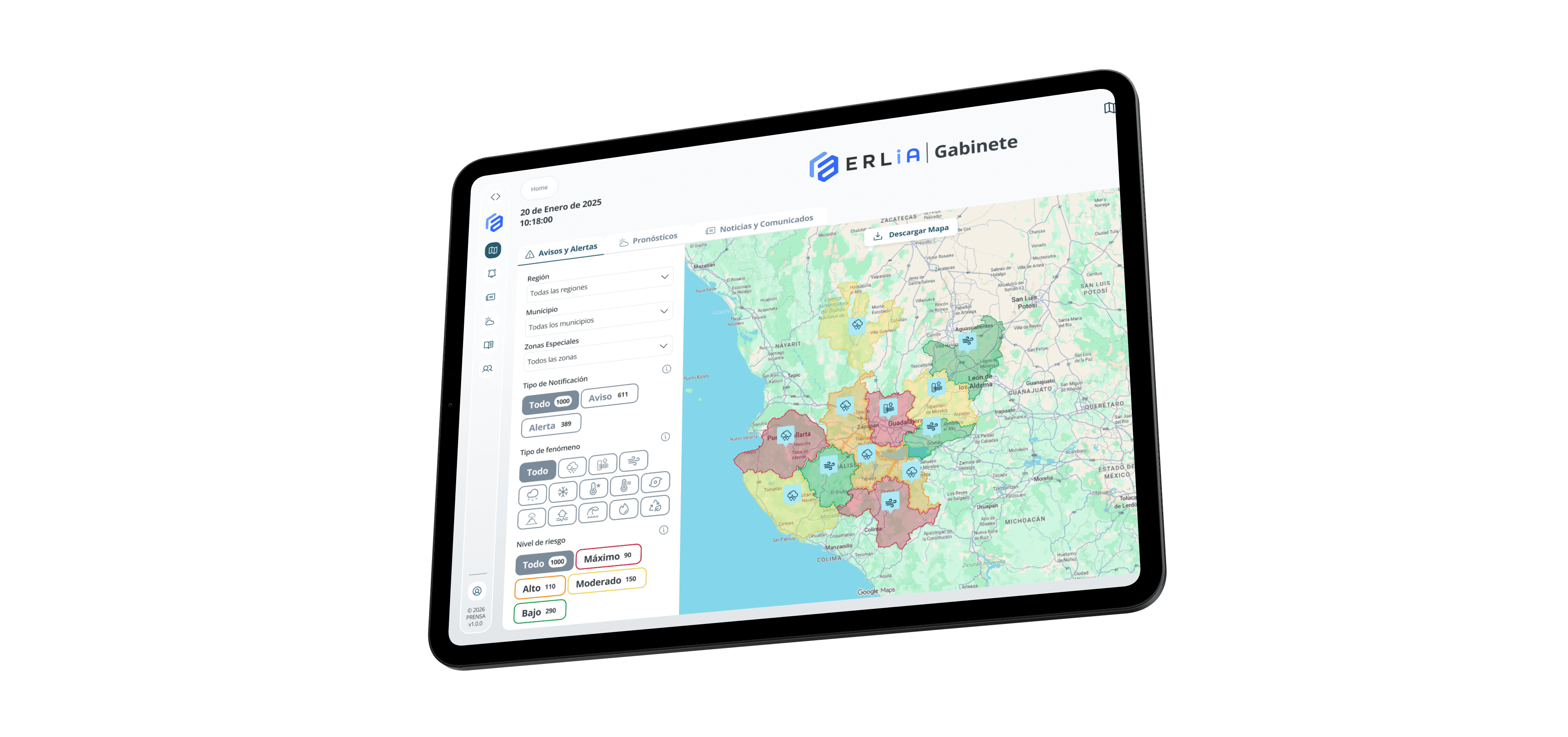 The FlowCRM app on the tablet