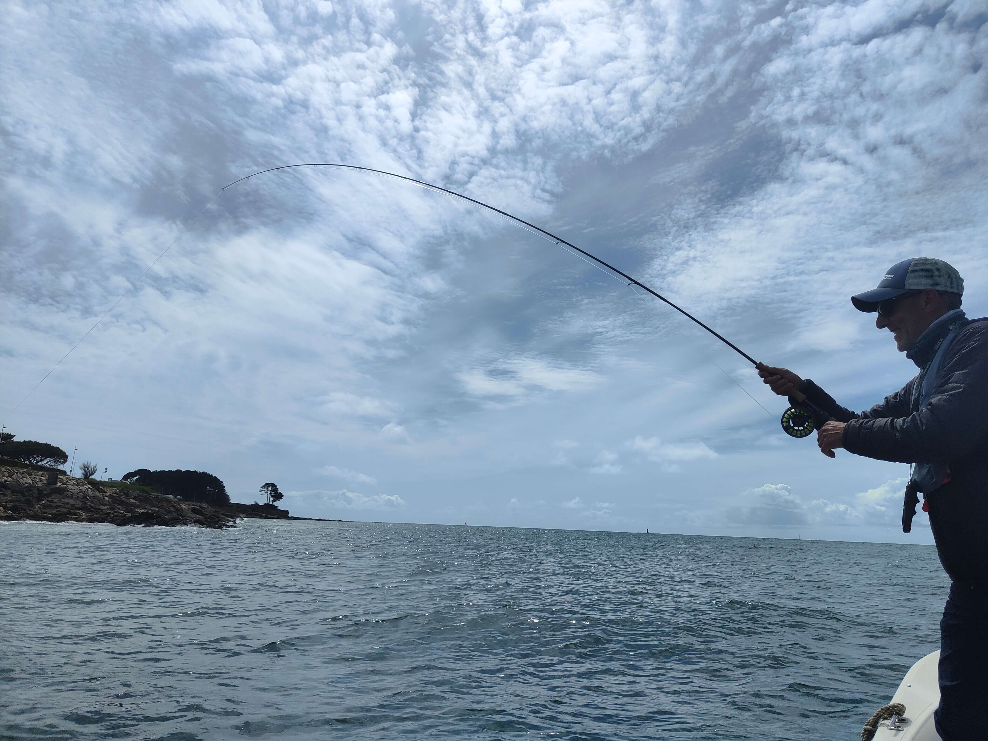 Brittany France seabass fly fishing boat