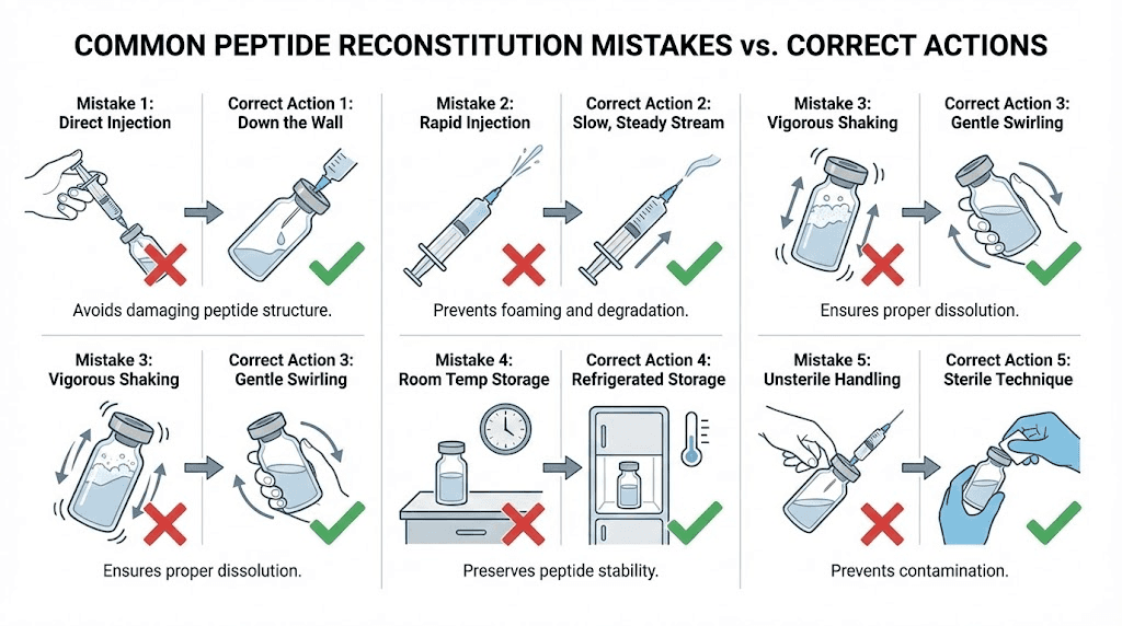 Five common peptide reconstitution mistakes to avoid when mixing with bacteriostatic water