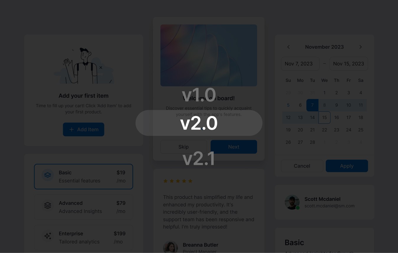 Design versions of sublima UI