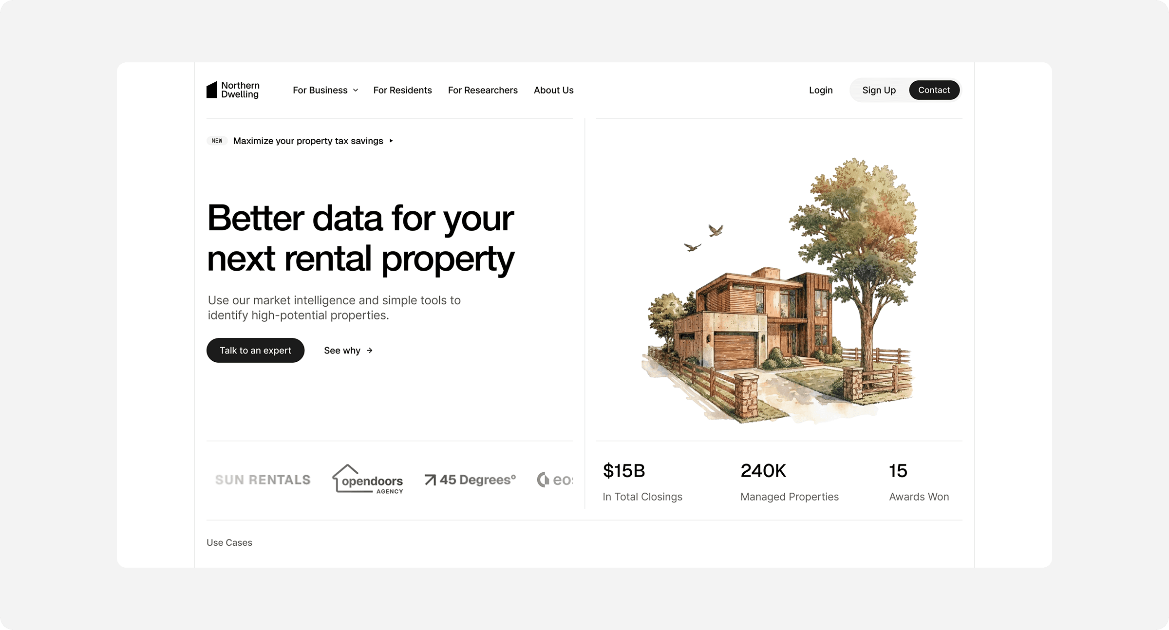 Northern Dwelling Hero Section Example