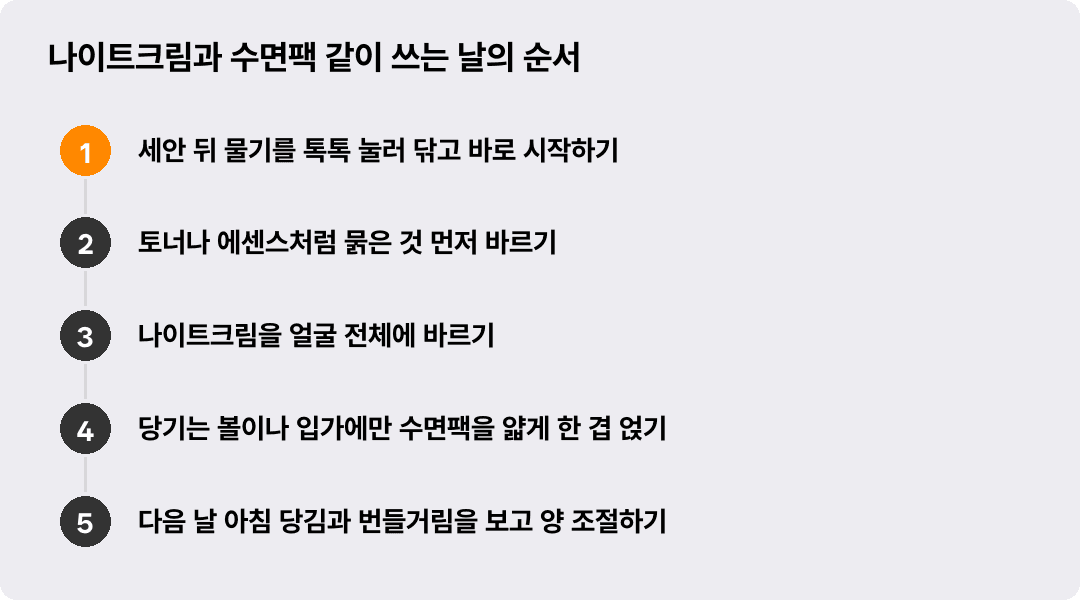 나이트크림과 수면팩 같이 쓰는 날의 순서