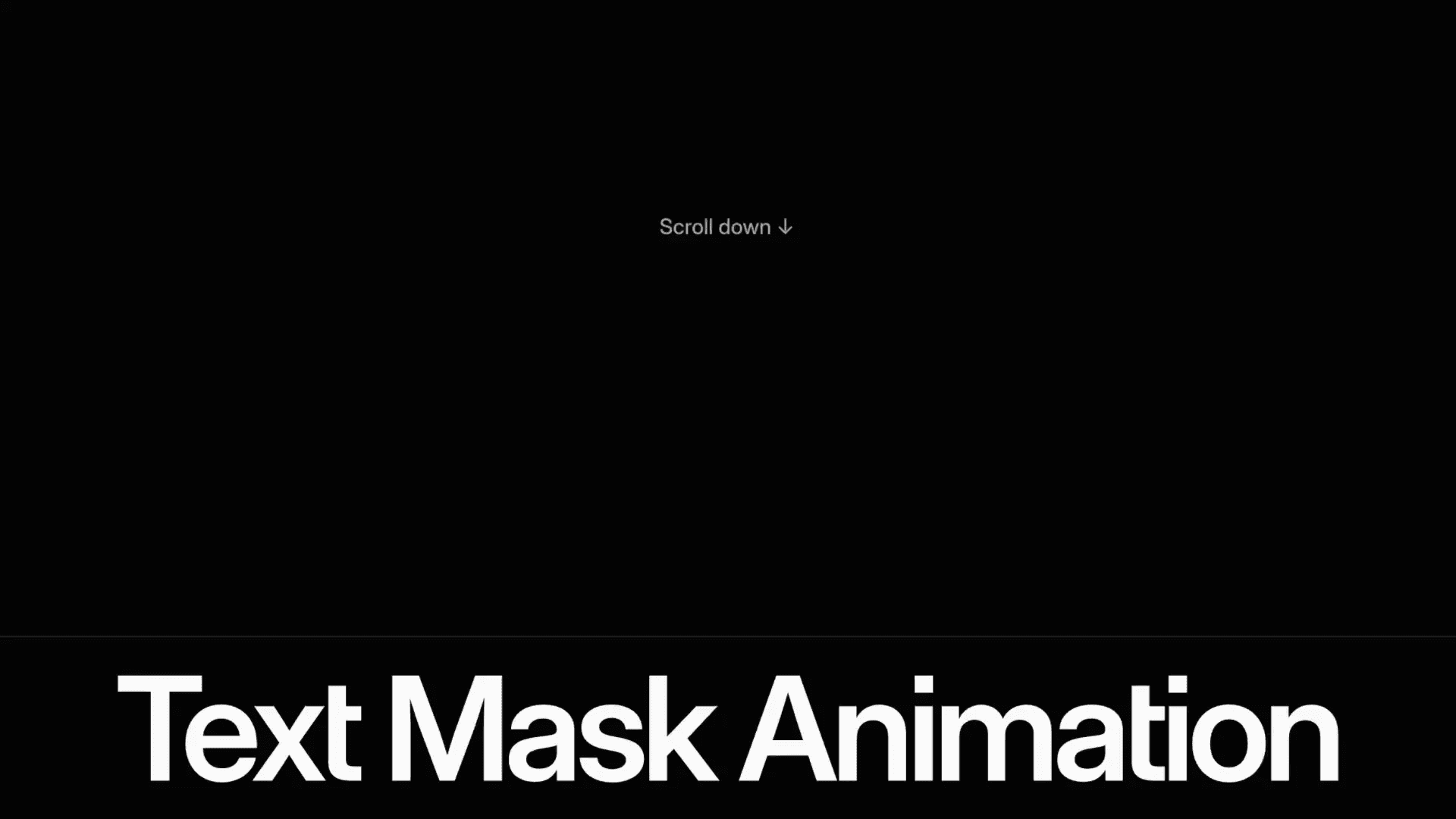 Text mask animation with scroll down indicator