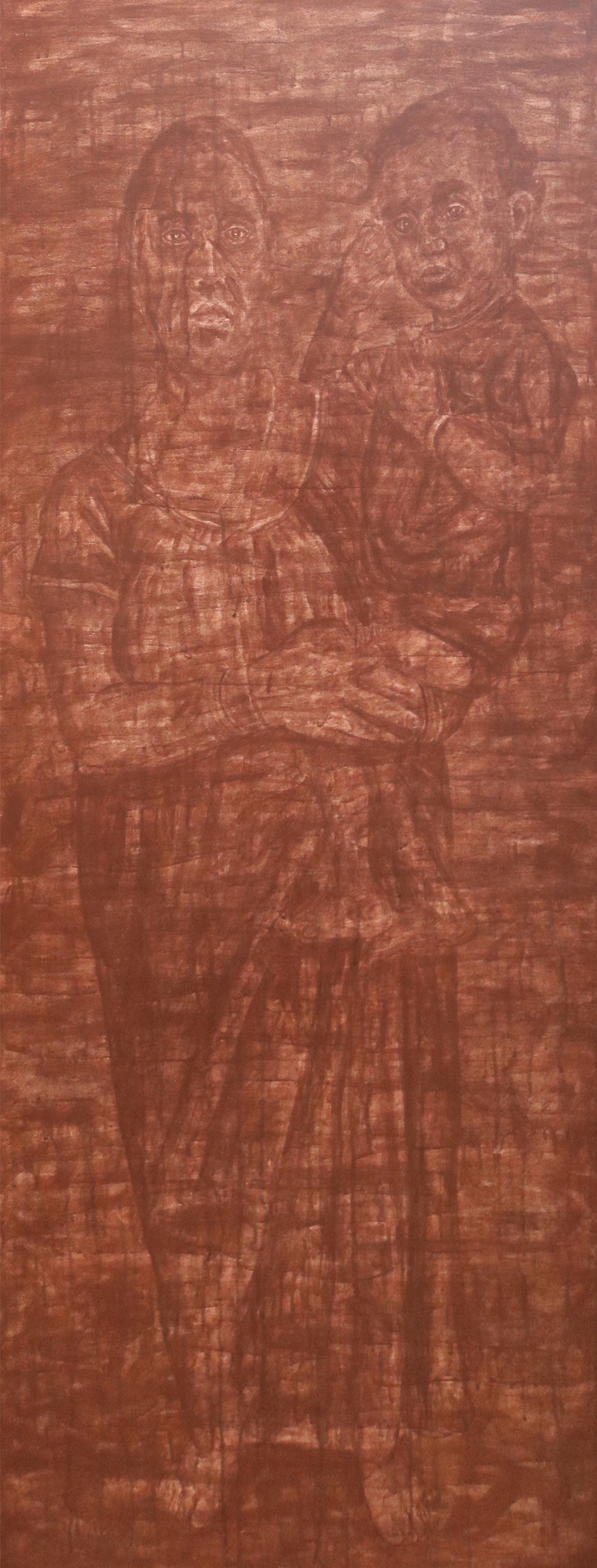 herd of sheep on road painting