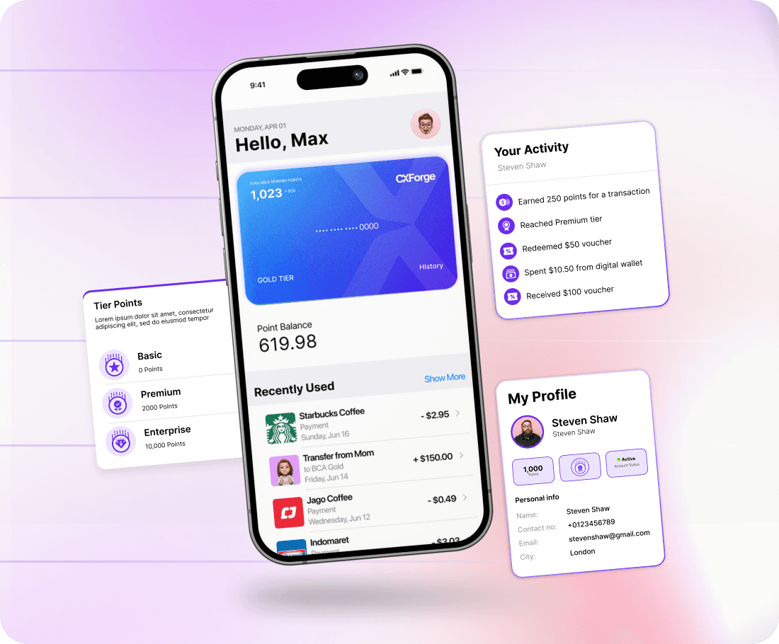 Mobile view of the loyalty app 