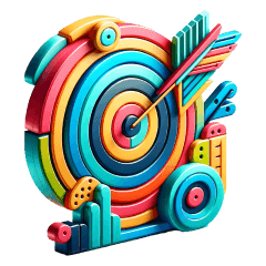 Um alvo colorido com uma flecha no meio