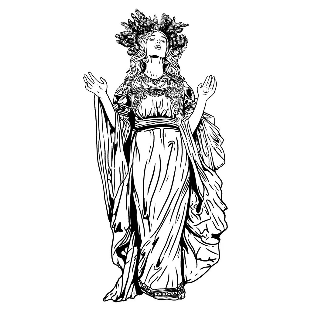 Goddess illustration Gilded Leaf Cannabis Co.