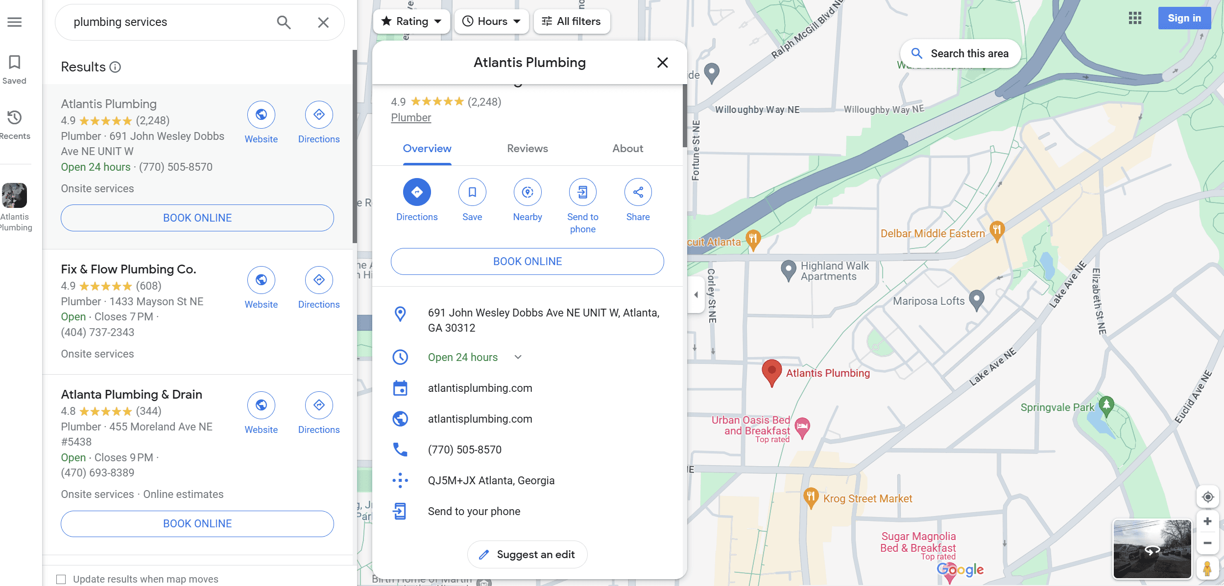 Plumbers google maps