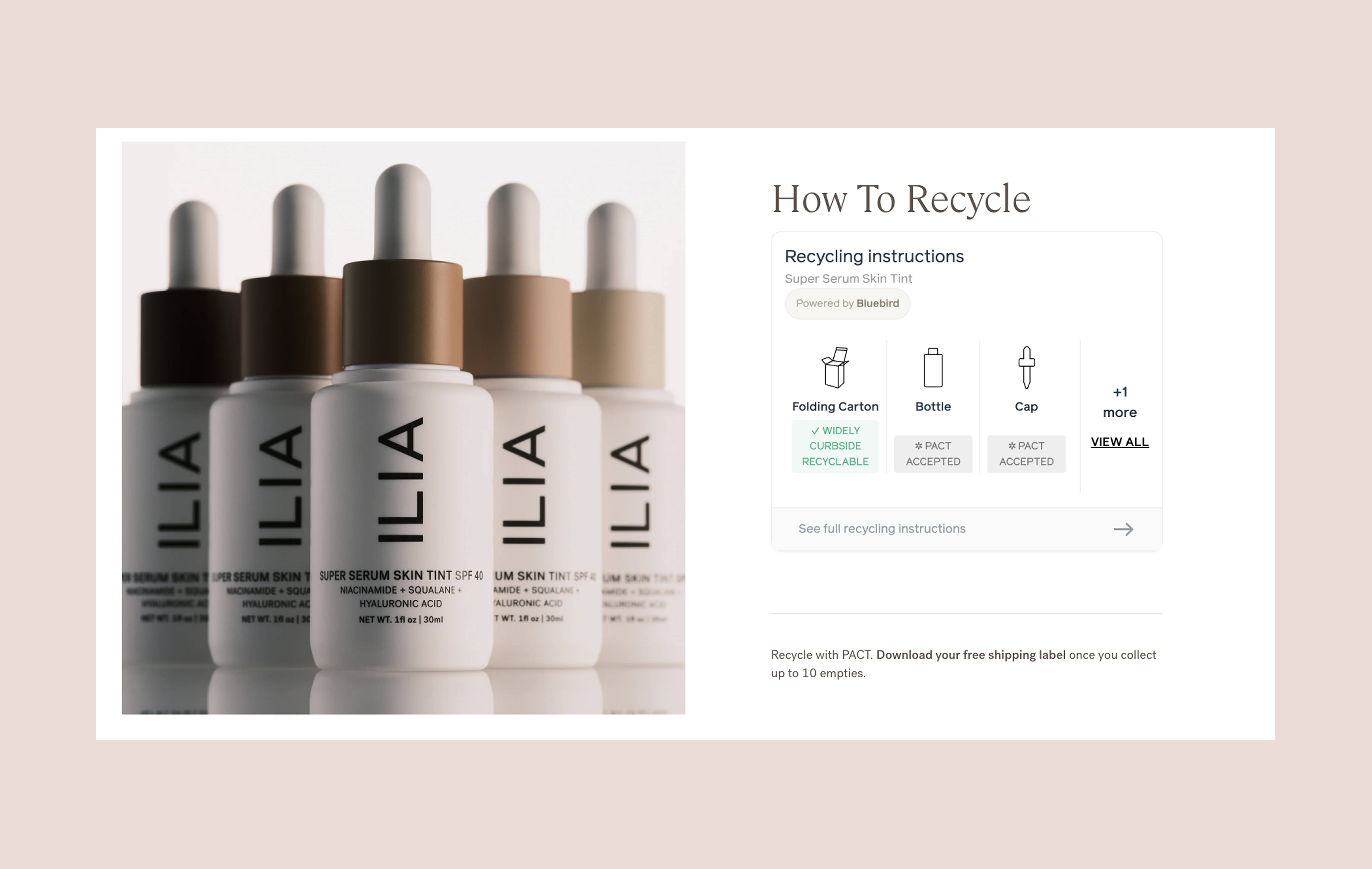 How to recycle module powered by Bluebird on Ilia PDP