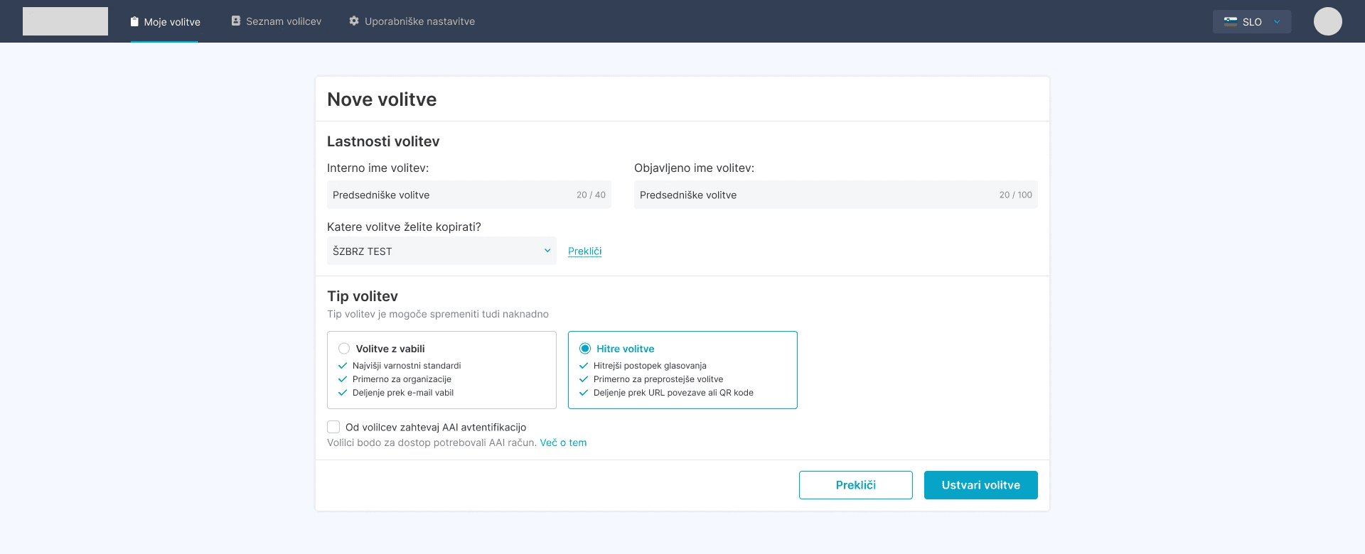oneclickvoting - new election