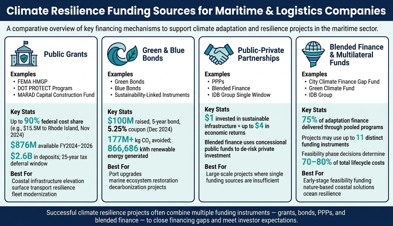 Climate Resilience Funding Sources for Maritime & Logistics Companies