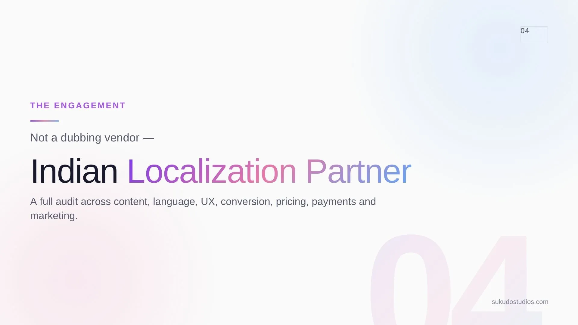 engaged as FreeReels' Indian Localization Partner, not a dubbing vendor — a full audit across content, language, UX, conversion, pricing, payments and marketing.