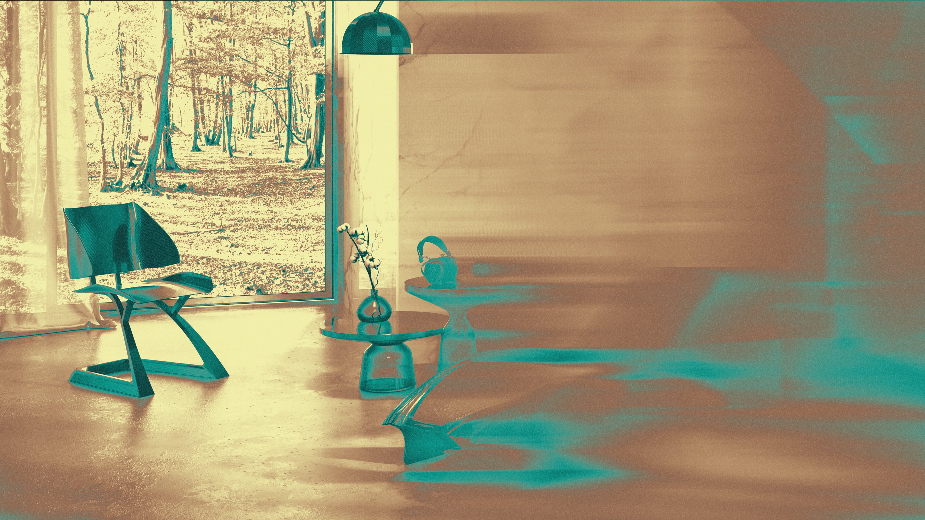 Neon boy with laptop